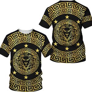 3D Golden Chain Print Barok Kerk T -shirt zomerstijl korte mouw Luxe Royal Men S Kleding Hip Hop Tops Tees 220712