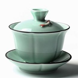 3D Goldfish Gaiwan Ceramica Longquan Celadon Tea Zuppiera Gongfu Tea Set Zuppiera Cup220p