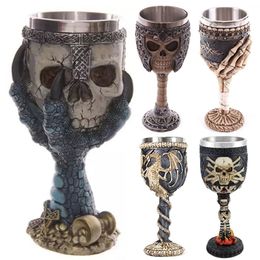 Taza de agua de calavera creativa de acero inoxidable 3D, diseño de esqueleto de dragón para Bar, fiesta, hogar, taza de copa de Stein, regalos de Halloween 220727