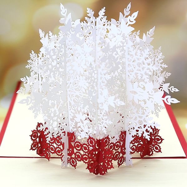Tarjetas de felicitación 3d Navidad Copo de nieve Cumpleaños Acción de gracias Niños regalo de año nuevo decoración de Navidad a granel tarjeta emergente