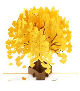 Cartes de vœux 3D Gold Ginkgo Leaf Trees Pop Up Carte pour maman Femme Anniversaire MERCI FÉRIVANTATION