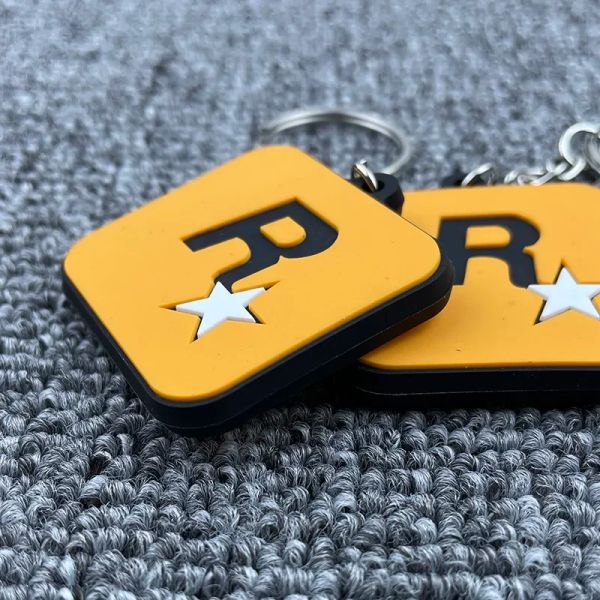 3D GTA R Star Keychain Motorcycle Car Motorbike Rubber Soft Key Chain Key Keyfob GAT GTO Auto Rubber Keychain Accessoires