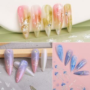 Autocollant 3D pour Nail Art, Design d'ongles, Halloween, noël, crâne, os, serpent, flocon de neige, décalcomanies d'hiver, décoration d'ongles de manucure