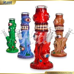 PEINTURE À MAIS 3D Bongs 10 pouces créatifs cinq yeux monstres tube droit d'eau bong de 14 mm bol accessoires fumeurs