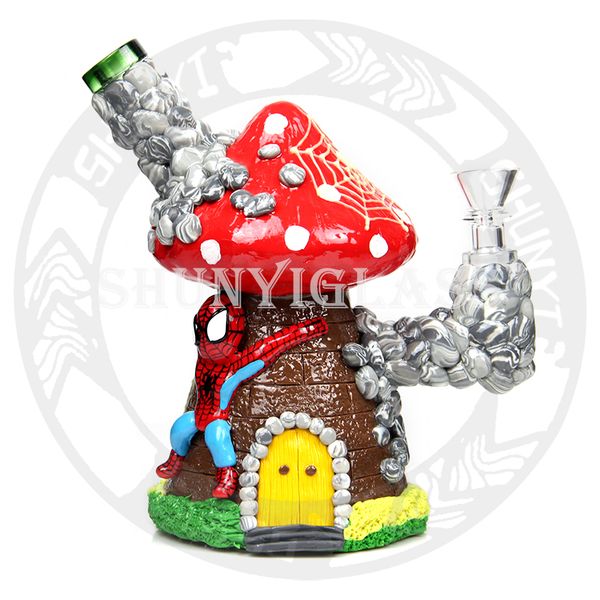 3D main impression verre Bong Dab Rig narguilé fumée conduite d'eau tabac Cool Bongs couleur mélangée usine en gros champignon maison forme