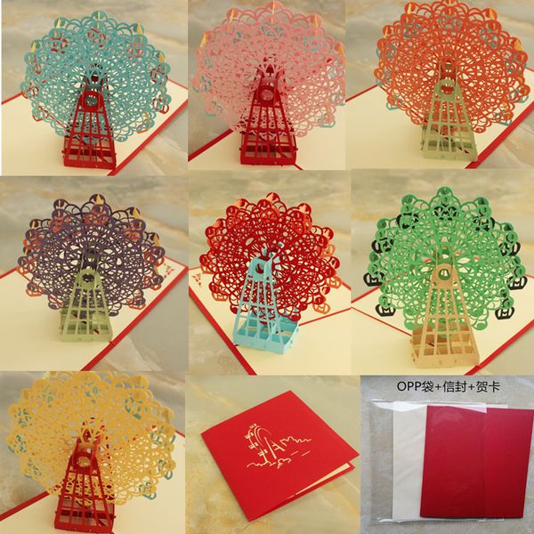 Carte de vœux stéréoscopique en papier découpé à la main en 3D, type pliant, cartes artisanales ethniques chinoises créatives et joyeuses, cadeaux