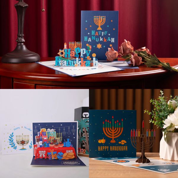 3d Happy Hanukkah Day Cadle Cadlestick pop up up up greet cartes pour les enfants de la famille Maman papa mari épouse 240415