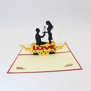 3D Creative Lovers Paper Wenskaarten Mooi voor Happy Birthday Valentine's Day Wedding Feestelijke feestartikelen