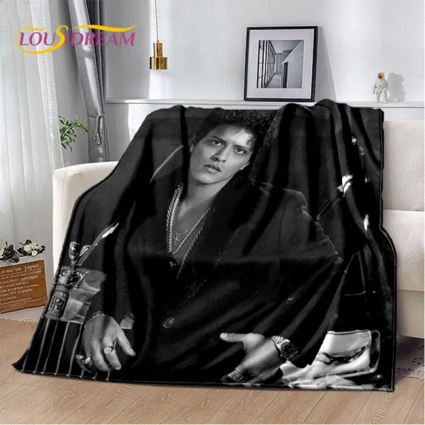 3D HD Bruno Mars Singer Star Soft Soft Pluxe Couverture, couverture de flanelle Blanchet de jet pour le salon Chambre de lit SOFA SOPA