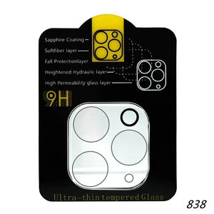 Protecteur d'objectif de caméra arrière 3D HD clair résistant aux rayures en verre trempé avec cercle de flash pour iPhone 14 13 12 Mini 11 Pro Max 838D