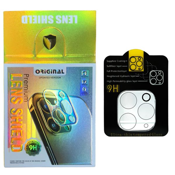 Protector de lente de cámara trasera transparente 3D HD resistente a los arañazos Vidrio templado con círculo de flash para iPhone 15 14 13 12 Mini 11 Pro Max con paquete al por menor