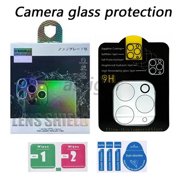 Film de protection d'objectif de caméra arrière 3D HD à couverture complète transparent et résistant aux rayures avec cercle de flash pour iPhone 15 14 13 12 11 Pro Max 14plus avec boîte de vente au détail