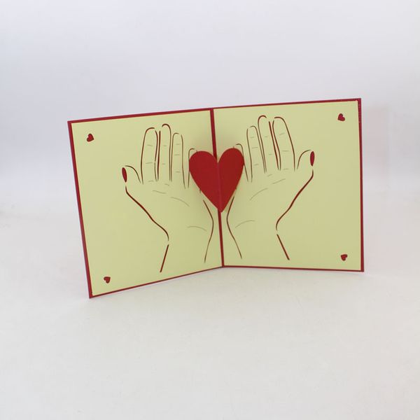 3D fait à la main coeur amour papier cartes de voeux saint valentin fête des mères professeur carte de remerciement pour maman fête fournitures