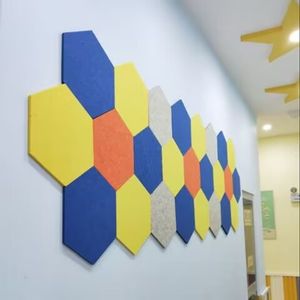 3D hexagone auto-adhésif Stickers muraux insonorisé panneau étude salle de réunion pépinière décoration murale feutre coloré Mural ornement