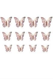 3D Hollow Butterfly Wall Stickers Home Decorations Festival Party Layout Paper Butterflies12PCSSet1380409