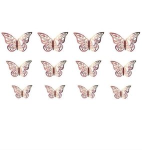 3D Hollow Butterfly Wall Stickers Home Decorations Festival Party Layout Paper Butterflies12PCSSet4171696