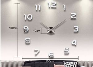 Cadeaux à domicile 3D Décoration unique grand numéro Miroir Murror Horloge moderne Design grande montre