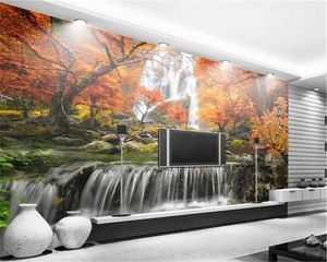 3d maison papier peint belle automne cascade paysage 3D HD impression numérique salon chambre TV fond mur papier peint