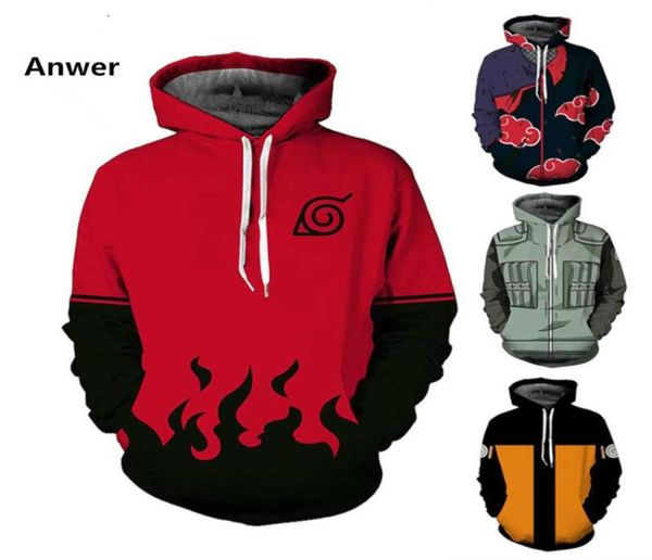 Sudaderas con capucha 3D Anime Boruto chaqueta abrigo Uchiha Itach Kakashi Cosplay disfraces hombres sudadera PULLOVER 5XL9445430