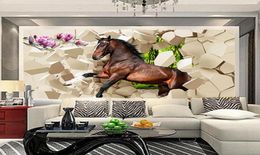 3d énorme murale papel de parede cheval à venir pour chambre salon canapé tv papier peint peintures murales 32947288292667
