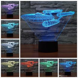 3D Illusion Battleship Remote Contral Table Desk Night Light Lamp Thuiskantoor Kinderkamers Decoratie en vakantie verjaardagscadeau