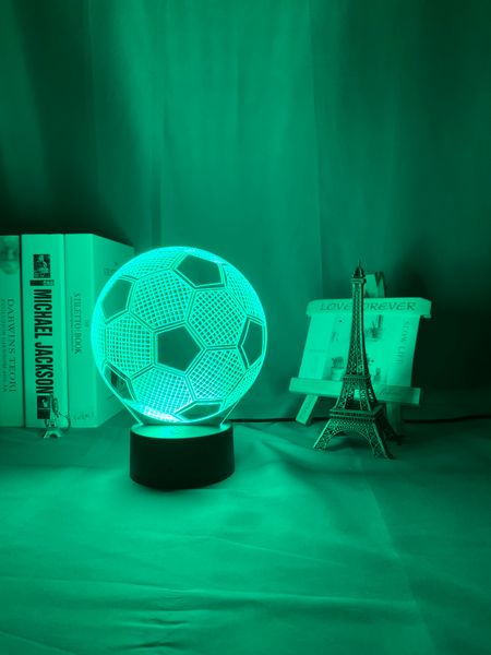 Ilusión 3d, luz nocturna para niños, pelota de fútbol, Sensor táctil, luz nocturna remota para niños, decoración de dormitorio, lámpara de mesa de fútbol, regalo