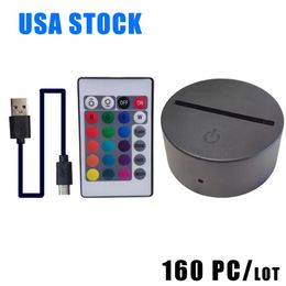 3D Illusion Night Light 3in1 RGB LED LAMP Bases Touch Switch Vervangingsbasis voor 3 D Tafel bureaulampen dropshipping uSastar