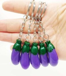 Imitation 3D Légumes Keychain Aubergine Key Anneau pour femmes sac à main