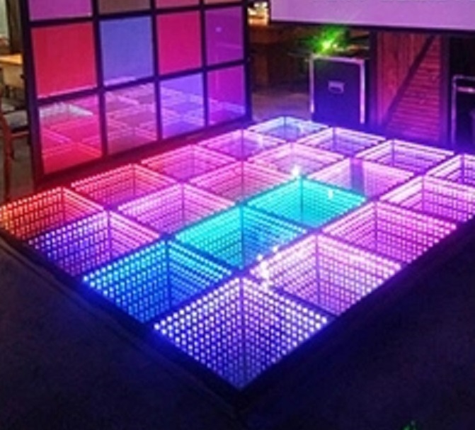 3D Infinity Harded Tiles Panels Panels Mirror LED Disco Light Dance Floor
