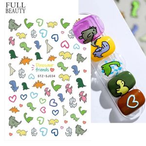 3D Kawaii Dinosaur Nail Art Sticker Cartoon Selfadhesive Decal design mignon Sliders Manucure Decoration Accessoires Chstzsj034 240418