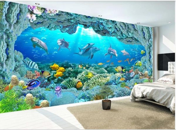 Papel tapiz de paisaje 3d mural estéreo 3D fondos de pantalla de playa pared de fondo de TV