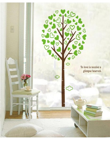 3d grand arbre vert art art mural décor de l'amour est recevoir un aperçu du ciel citation autocollant autocollant home décor de décoration peint pos4013174