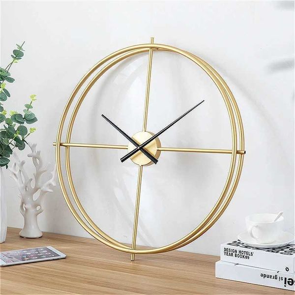 3D Grand Rétro Métal Horloge Murale Double Couche Antique Fer Cadre Muet Montre Moderne Salon el Décor À La Maison Chiffres Horloge 210930