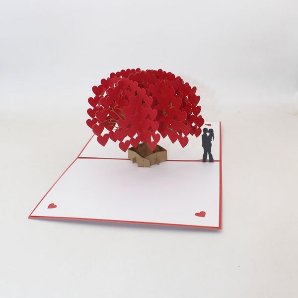 3D découpé au Laser à la main amour coeur arbre papier Invitation cartes de voeux carte postale pour la fête de mariage de la saint-valentin