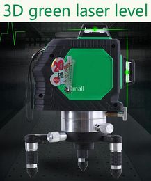 Freeshipping Nivel láser 3D Nivel cruzado con función de barra oblicua y autonivelación Herramientas de haz láser verde rotativo 360 para exteriores