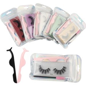 3D Lashes Paquete de pestañas postizas Caja de pestañas con láser Extensiones con rizador de cepillo Natural Grueso # 100 Proveedores Coloris Beauty Makeup Lash