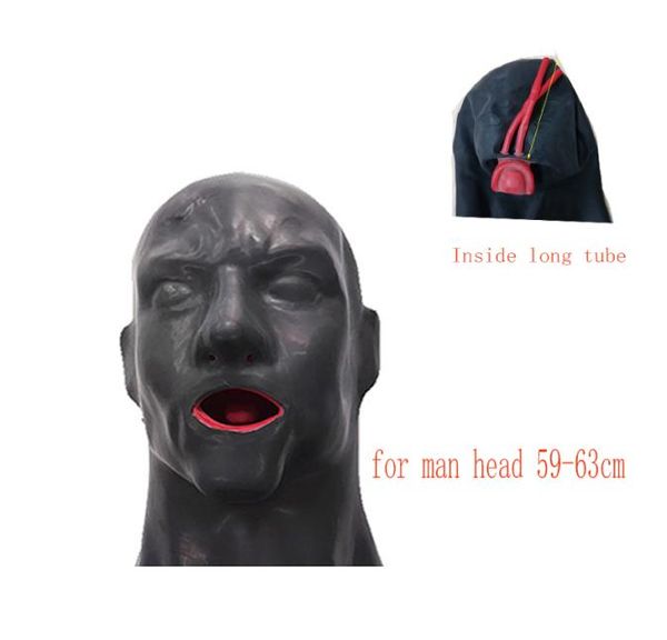 Masque en caoutchouc de capuche 3D Latex Ferfuge fermé avec bouche rouge bouchon de bât