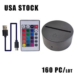 3D LED Basislamp nachtlichten 7 kleuren veranderen illusielampen aanraken Remote Control Base Light Crestech Stock USA