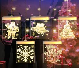 3D LED lumières de noël fée guirlande lumineuse rideau feston à piles lampe suspendue fenêtre décor à la maison 6232317