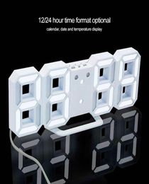 Horloge numérique à LED 3D Éclairage de nuit brillante Corloges de bureau électroniques réglables 1224 heures Affichage Affichage Mémoire de réveil Hangage8016000