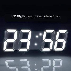 3D LED horloge numérique déco murale brillant Mode nuit réglable électronique horloge de Table horloge murale décoration salon LED Clock