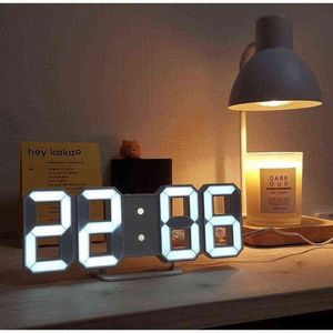 3D LED horloge de bureau numérique réveil mural tridimensionnel montre suspendue décoration de la maison thermomètre horloge de table électronique H1230