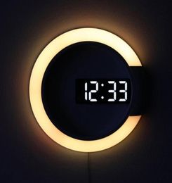 3D LED Digital Table Clock Alarm Mirror Hollow Wall Watch Clock Modern Design Nightlight for Home Living Room Decorations4815085