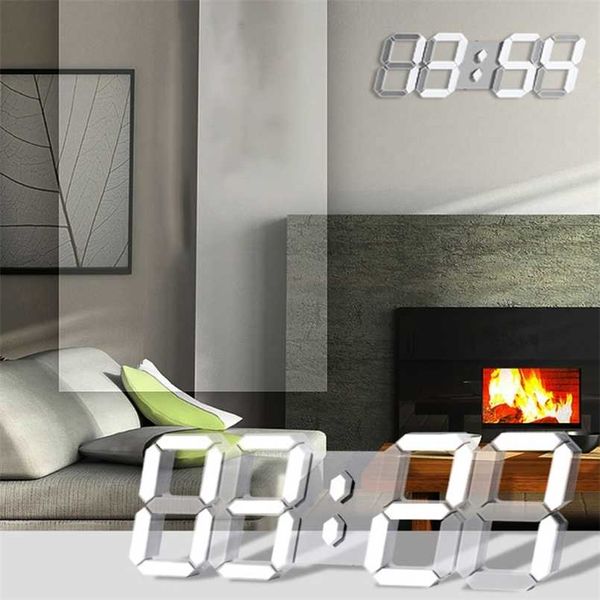 Reloj de pared digital LED 3D con números extra grandes, control remoto, digita grande G32A 211110
