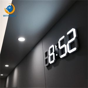 3D LED Electronic Watch Table Moderne digitale alarmklokken 24 of 12 uur display Table bureau Night Wall Watch Home Office Decorate Y200407