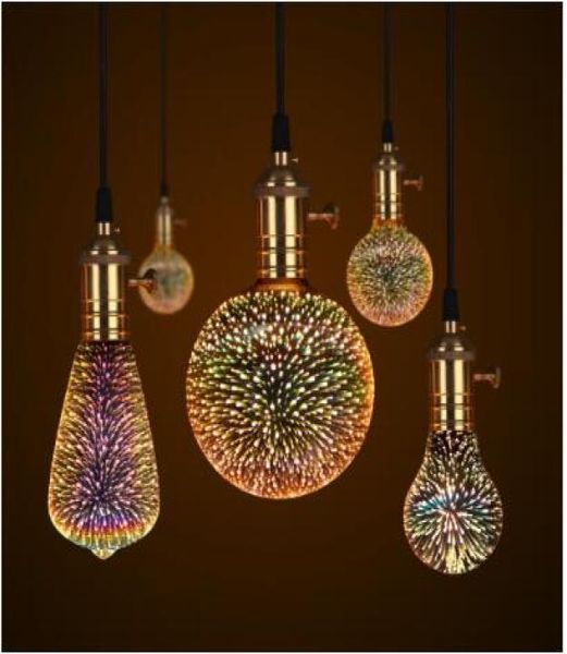 Lampe LED 3D Edison, ampoule Vintage, décoration, E27, 110V, 220V, lampe à Filament, fil de cuivre, remplacement de l'ampoule à incandescence, 8413208
