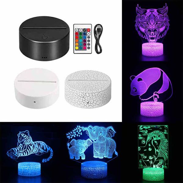 3D LED lampe de nuit Animal 100 Design Disponible les lampes de nuit 16 couleurs table de bureau Lumi￨re de bureau