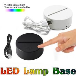 Lumières LED 3D, interrupteur tactile 7 couleurs, Base de lampe pour lampe d'illusion 3D, panneau lumineux en acrylique de 4mm, batterie 2A ou USB