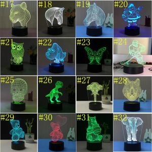 3D led-verlichting 7 kleuren aanraakschakelaar nachtlampje acryl optische illusielamp sfeer nieuwigheid verlichting 48 patroon optioneel 11 LL