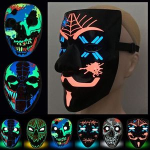 Masque lumineux led 3D, accessoires de déguisement d'halloween, fête de danse, bande de lumière froide, masques fantômes, support de personnalisation 0922